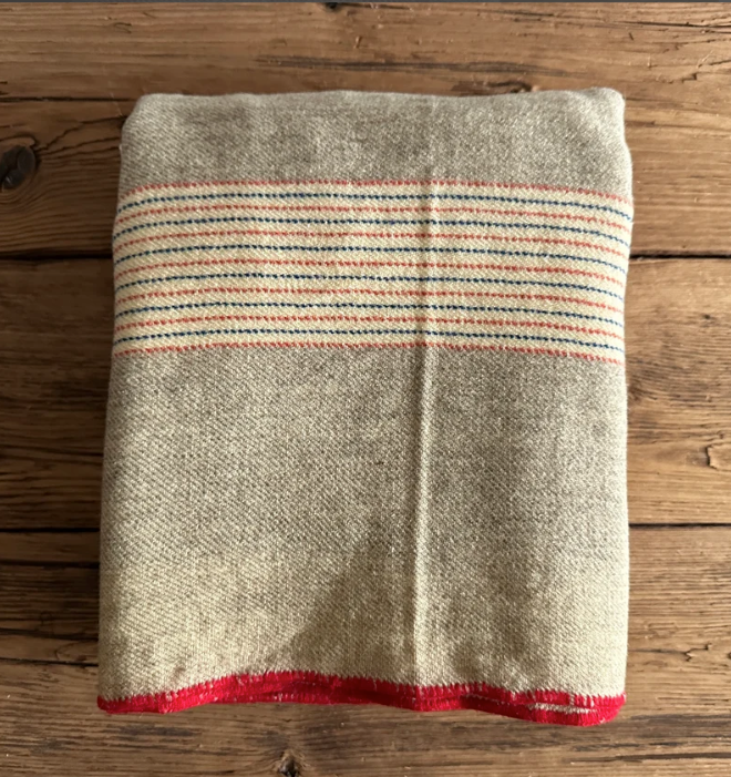 Couverture en 100% Pure Laine mérinos, 150 X 200cm, 1400g, Beige-Rouge