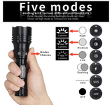 LAMPE DE POCHE MULTI-MODES POUR PLONGÉE SOUS-MARINE ÉTANCHE - 80 m - 1000 lumens