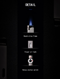 BRIQUET À GAZ RECHARGEABLE DOUBLE FLAMME BLEUE