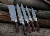 Ensemble de 5 couteaux de Chef en Acier à haute teneur en carbone avec bois de pakka