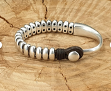 BRACELET CUIR ET ZAMAK ET ARGENT