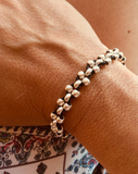 BRACELET UNISEXE CUIR ET ZAMAK PLAQUÉ ARGENT