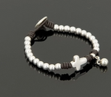 BRACELET UNISEXE CUIR ET ZAMAK PLAQUÉ ARGENT