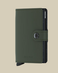 MINIWALLET PORTE-CARTES À FERMOIR CUIR MATTE GREEN - BLACK RFID SECRID