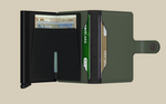 MINIWALLET PORTE-CARTES À FERMOIR CUIR MATTE GREEN - BLACK RFID SECRID