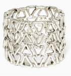 BRACELET À MAILLONS TRIANGULAIRES EN ÉTAIN PLAQUÉ ARGENT FAIT MAIN