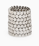 BRACELET ÉLASTIQUE ARTISANAL EN ÉTAIN PLAQUÉ ARGENT