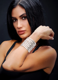 BRACELET ÉLASTIQUE ARTISANAL EN ÉTAIN PLAQUÉ ARGENT
