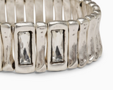BRACELET ÉLASTIQUE AVEC CRISTAUX SWAROVSKI EN ÉTAIN PLAQUÉ ARGENT
