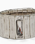 BRACELET ÉLASTIQUE PLAQUÉ ARGENT SERTI D'UN LARGE CRISTAL SWAROVSKI 