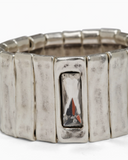 BRACELET ÉLASTIQUE PLAQUÉ ARGENT SERTI D'UN LARGE CRISTAL SWAROVSKI 