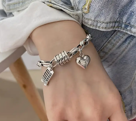 BRACELET CHAÎNE À MAILLONS PLAQUÉ ARGENT
