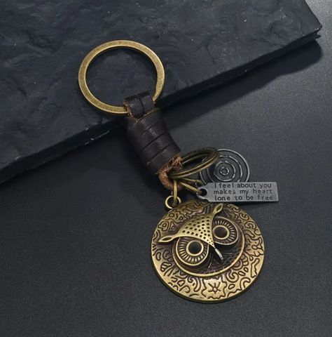 PORTE-CLÉS ALLIAGE DE BRONZE ET CUIR