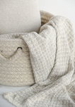Jeté 100% Lin PERTH à franges Blanc cassé/Naturel 50" x 70" Linen Way