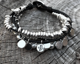 Bracelet Leaf en cuir Plaqué Argent
