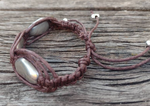 Bracelet Cordon Ajustable à Perles à Facettes Plaqué Argent